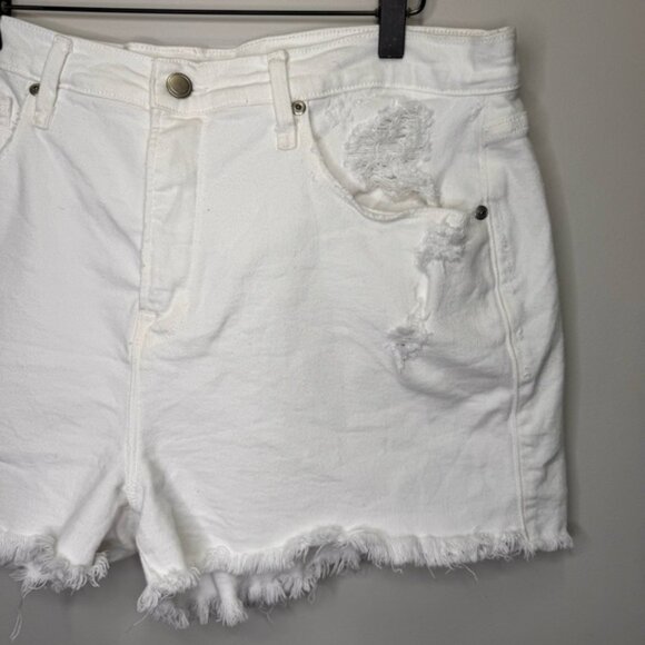 Good American Good 90s Short White Distress Size 32 Denim Minimal High Rise - Picture 5 of 10